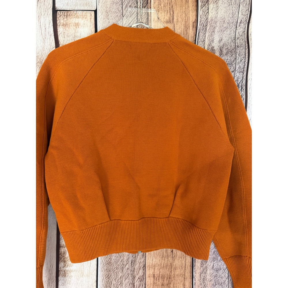 Athleta Sequoia Cardigan‎ Cropped Full Zip Burnt Orange Minimalist Fall Small - Picture 3 of 6